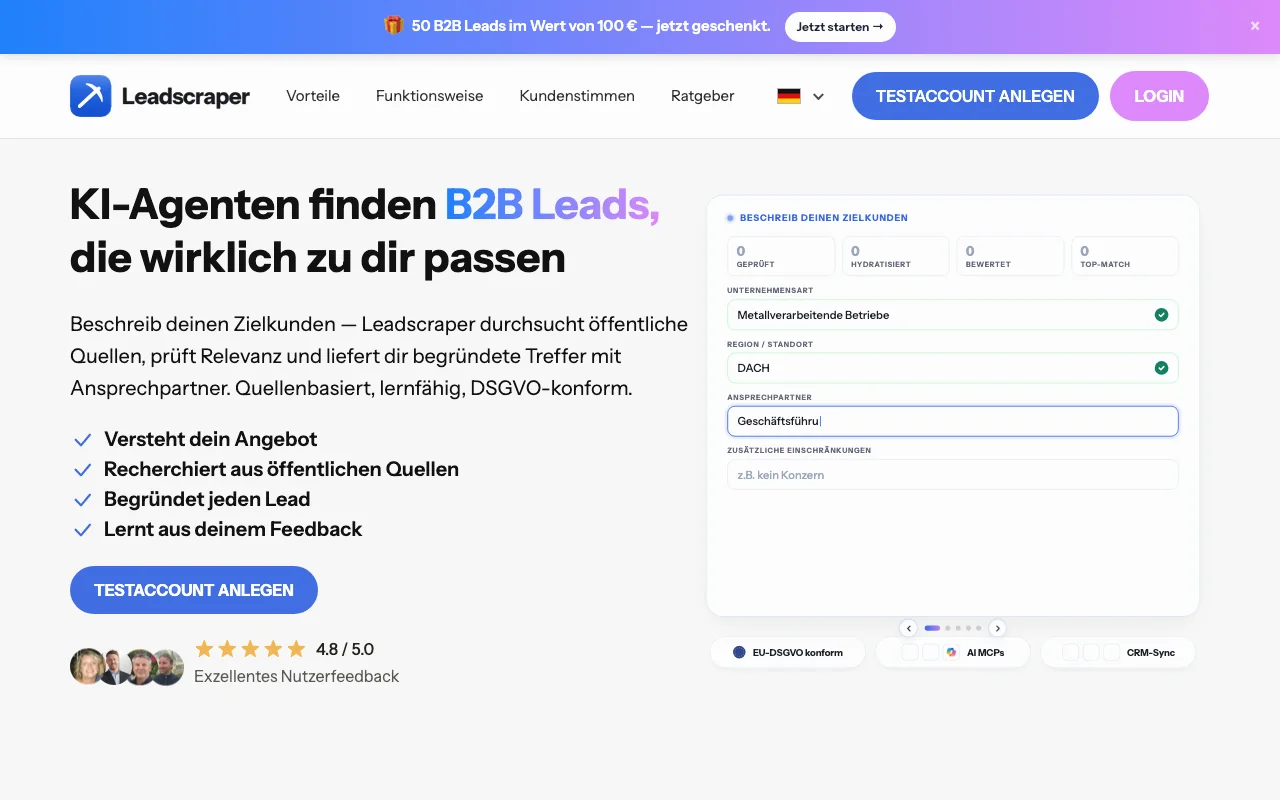 Leadscraper — KI-Agenten finden B2B-Leads